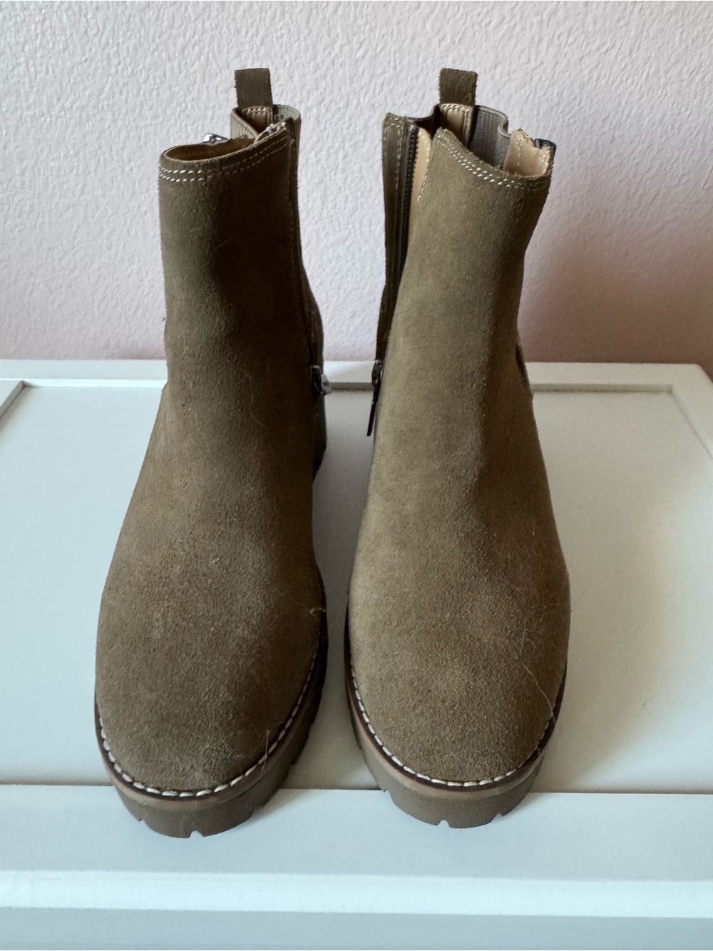 NWOT Olive Suede Ankle Boots